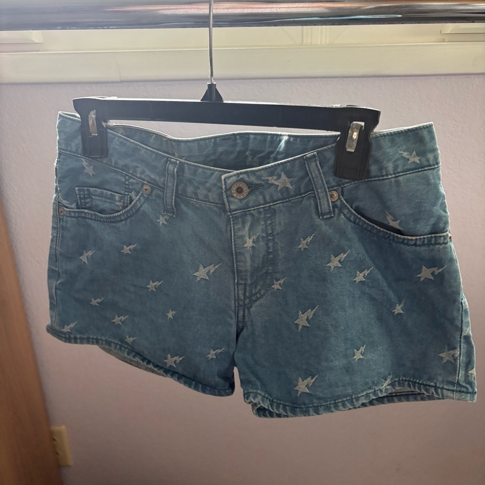 BAPE Women sz S BAPESTA Print Low Rise Denim Shorts A Bathing Ape Japan
